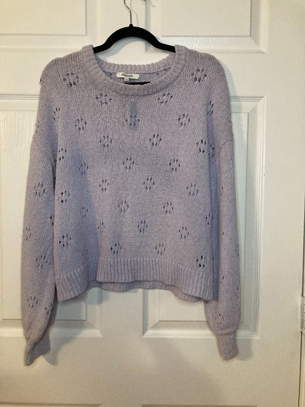 Madewell Women's Lavender Floral Pointelle Pullover Sweater - Size M - NWT!